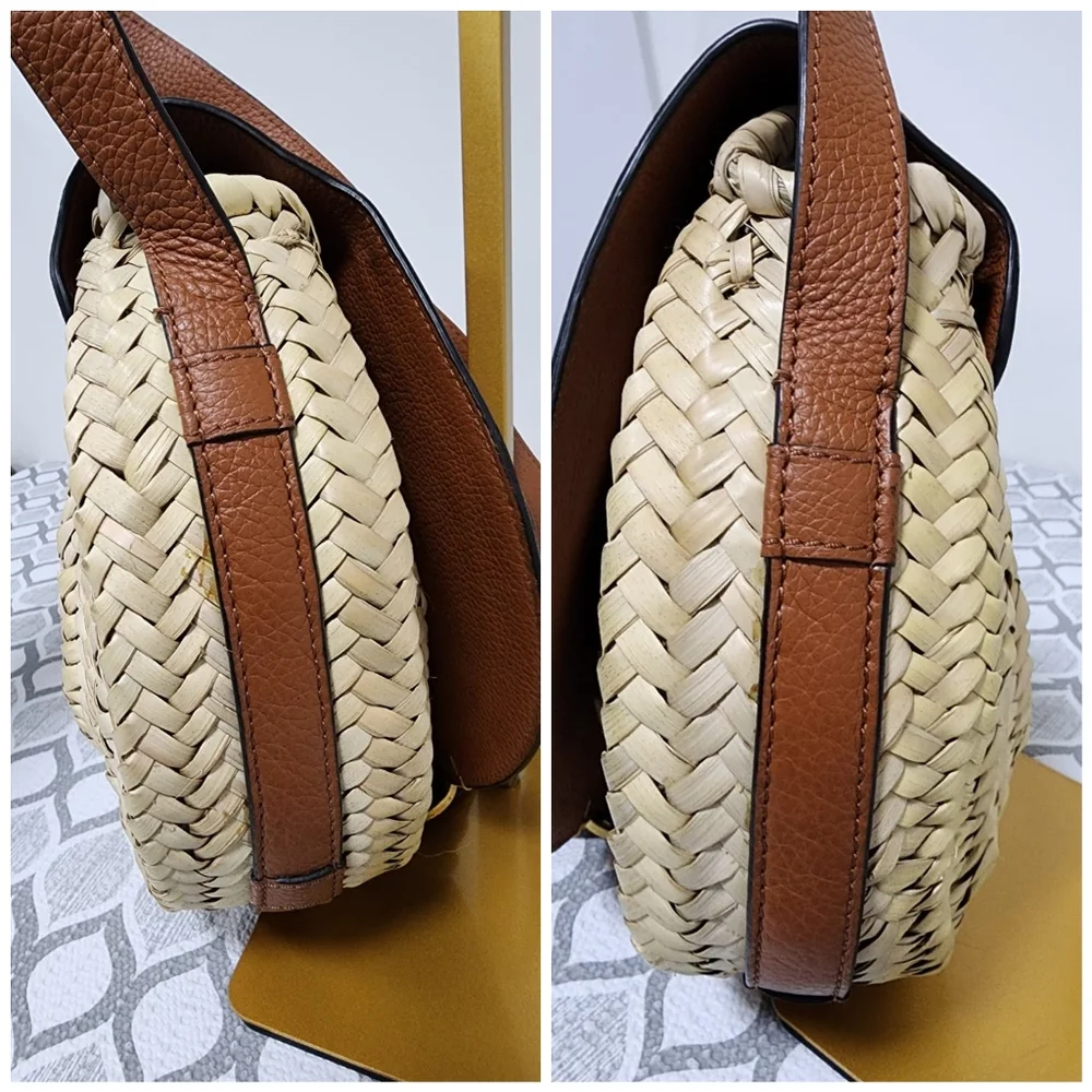 Chloé Raffia Crossbody Bag Brown/Cream